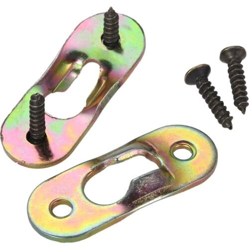 10pcs Color-plated Zinc Hanger Colorful Photo Frame Alloy Picture Hanging w/screws Metal Keyhole Mirror Support Hook 37mmx15mm