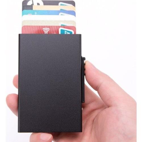 2020 Automatic Pop-up Anti-theft Bank Card Box Mini Business Card Case RFID Anti-theft Smart Wallet Thin ID Card Holder Unisex