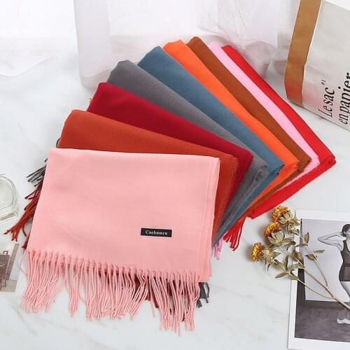 2021 Women Cashmere Scarf Tassel Girls Winter Shawl Warm Soft Long Solid Scarves Fashion Head Wrap Hot Foulard Female Hijab New