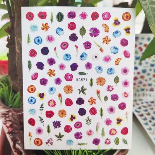 3D Stickers for Nails Rose Flowers Chrysanthemum Design Nails Art Decoration Manicure Stickers Sliders Nail Foil Accessories