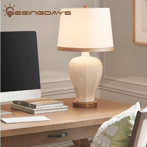 American Classical White Ceramic Table Lamp For Living Room Study Room Bedroom Home Decoration Bedroom Bedside Lamp