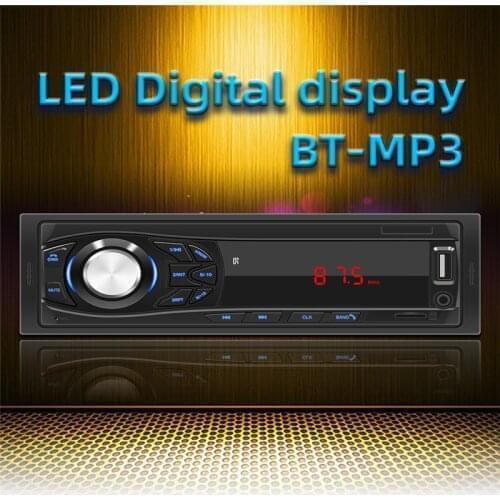 12V Bluetooth Car Stereo FM Radio MP3 Audio Player 5V Charger USB TF AUX Auto Electronics Subwoofer In-Dash 1 DIN Autoradio