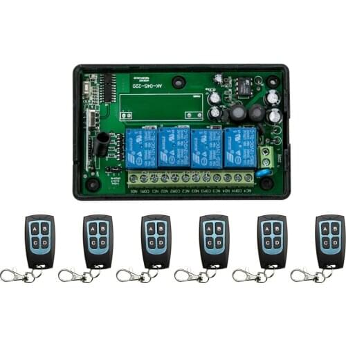 AC80-260V 4CH RF Wireless Remote Control System / Motor and electric door 220V Learning code receiver