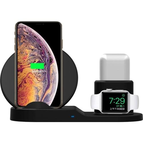 Qi Wireless Charger For iPhone Xs Max XR X 8 10W Fast Charging Pad For Smasung S9 Charging Dock For iWatch 4 3 2 1 for Airpods