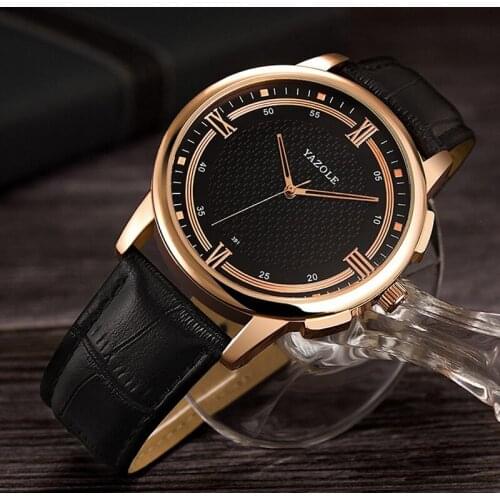 YAZOLE Mens Watches Top Luxury Brand Leather Quartz Analog Wrist Watch Clock Male Waterproof Business Watch Relogio Masculino