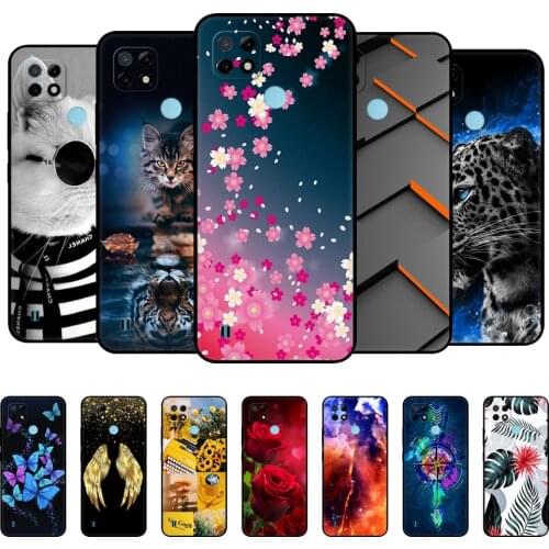 For Realme C21 Case Back Phone Cover For OPPO RealmeC21 6.5" Fundas RMX3201 Bumper Capa Etui Silicon Soft Coque black tpu case