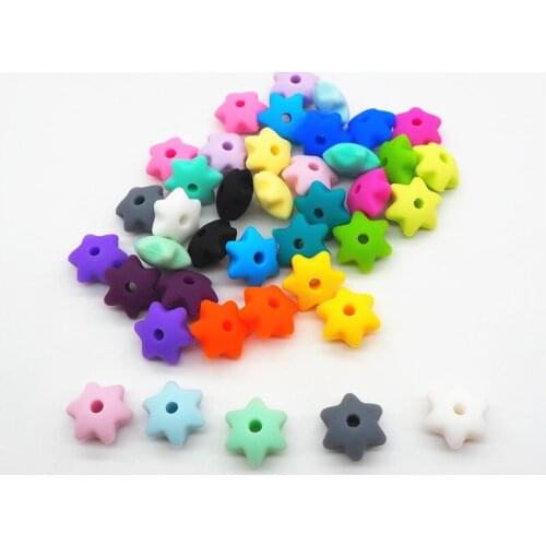 Chengkai 50pcs 10mm BPA Free Silicone Star Teether Beads DIY Newborn Baby Pacifier Dummy Chewing Jewelry Toy Gift Accessories