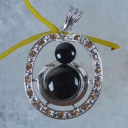 Black Carnelian Bead Round Pendant Jewelry WS032