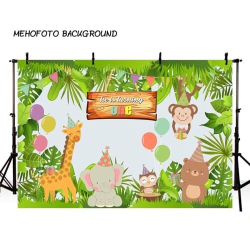 Jungle Safari Forest Animal Party Photography Backdrop Baby Shower Birthday Party Photo Background for Children Backdrops Studio
