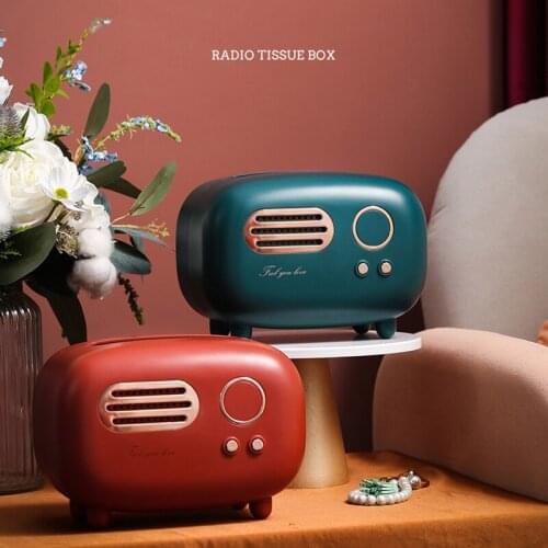 Hot Retro Radio Model Tissue Box Desktop Paper Holder Towel Storage Napkin Case Organizer Ornament Craft Wet Wipes Decoration