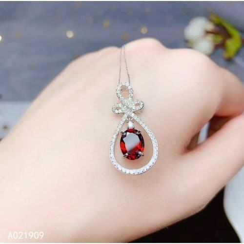 KJJEAXCMY boutique jewelry 925 sterling silver inlaid natural Garnet gemstone female necklace pendant support test classic