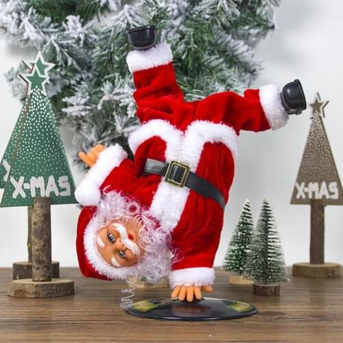 Creative Portable Electric Music Doll Inverted Dance Santa Claus Doll Toy for Kids Friends Christmas Ornament