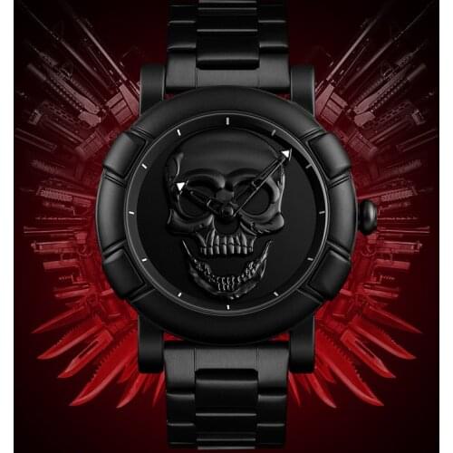 2020 Creative Fashion Skull Quartz Wrist Watch Men Stainless Steel Strap Sport Watches Waterproof Male Clock Relogio Masculino