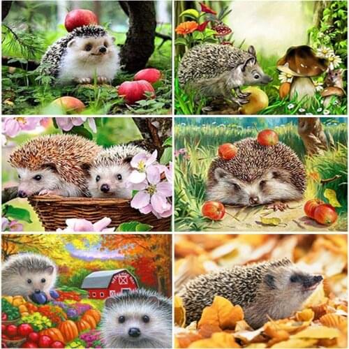 DIY Hedgehog 5d Diamond Painting Full Square Drill Animal Diamond Embroidery Cross Stitch Crafts Kit Wall Art Home Decor Gift