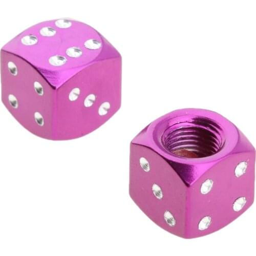 4Pcs Purple Dice Tire/Wheel Stem Air Valve Caps Covers Set Motorcycle ATV