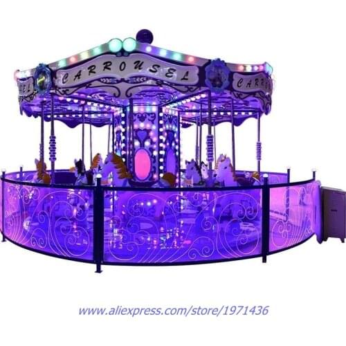 2018 New Entertainment Amusement Park Equipments 16 Person Seats Carousels Horse Rotation Kiddie Rides Game Machine