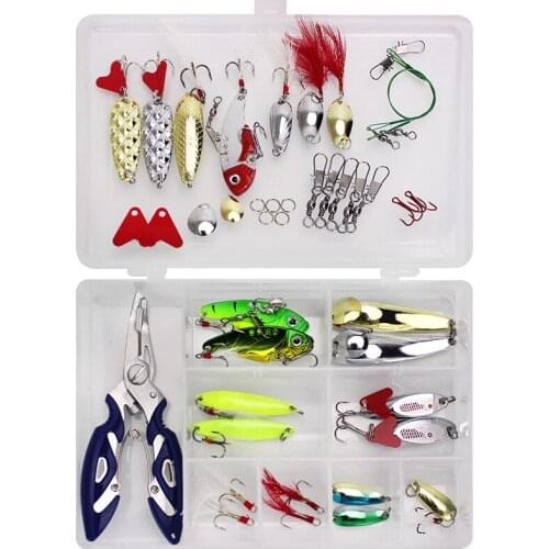 Wholesale Winter Minnow Fly Fishing Lure Set 42Pcs Fishing Spoon Hooks Soft Lure Set with Fishing Box Fishing Lure
