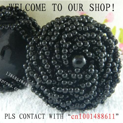 Plastic Hand made Pretty Beads Button, Black Shank Diamand Button 40MM Decorative coat dress bag shoes 5 Pcs/lot Free shipping