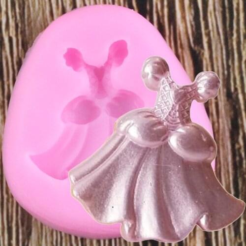 Princess Dress Skirt Silicone Molds Cupcake Topper Fondant Mould Baby Birthday Cake Decorating Tools Chocolate Gumpaste Moulds