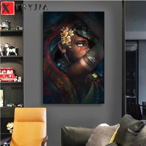 Full Square Diamond Painting African tribal black woman with flowers Mosaic Needlework Picture Diamond Embroidery Home Decor