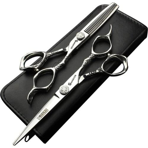 Sharonds barber makas tesoura hair professional hairdressing scissors 6.0 440c steel high quality cutting thinning shears kit