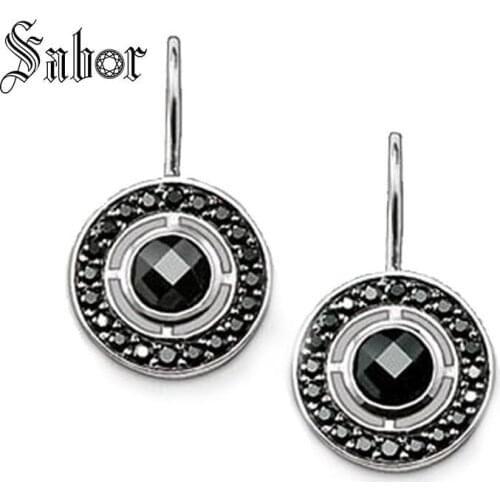 Black Crystal Round Swan Neck Drop Earrings 2020 New Fashion Jewelry party silver color Gift For Women thomas
