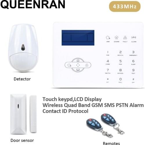 Smart Home 433MHz Wireless GSM PSTN Alarm System Door Sensor pir Motion Detector Kit APP Control English Spanish French Voice