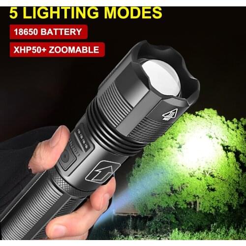 XHP50 strong light flashlight zoom 5 modes led light usb charging 18650 battery best outdoor camping Power Indicator