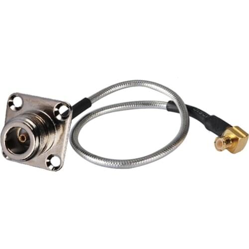 Superbat MCX Male Plug Right Angle to N Female Jack Panel Mount Straight Pigtail Cable RG405 15cm RF Coax Jumper Cable Assembly