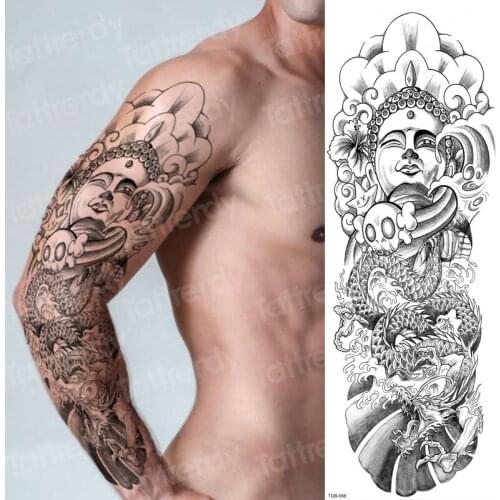 Temporary tattoo arm sleeves tatoo for men large tattoo sleeve pattern tatto arm shoulder man body art black tatoo waterproof