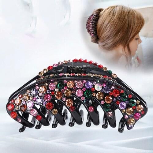 Rhinestone Leaf Hair Clip Hair Crystal Hair Claws Crab Clips Female Crystal Clamps Hairpin Shiny Fashion Hair Accessories Tools