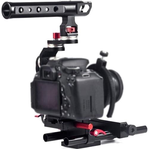 Camera Cage Protective Case Mount with Top Handle Grip Mirrorless System Camera Mounting Bracket Video Cage Rig Kit for SLR