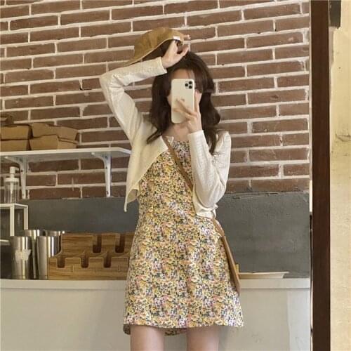 Woman Dress Retro Floral Sling Dress Female Spring and Autumn New French Gentle Wind Small Skirt