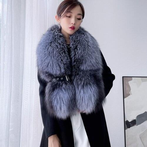 Natural 100% Real Fox Fur Scarf Shawl Winter Neck Warm Whole Fox Big Scarves Decorate Women Luxury Fox Fur Collar Muffler Wrap