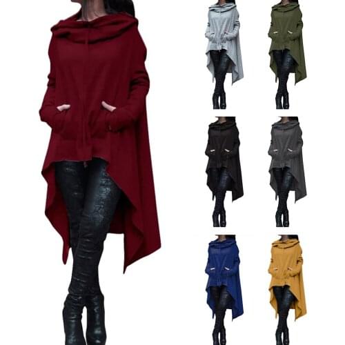 Women Batwing Hooded Asymmetric Casual Loose Coat Pullover Poncho Cape Blouse Irregular Sweater Cloak Pullover Poncho Top Hooded