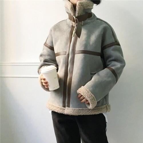 Winter and Autumn Warm Women Leather Velvet Overcoats European and American Brand Clothing Thick Fur Coats Lady Outerwear A092