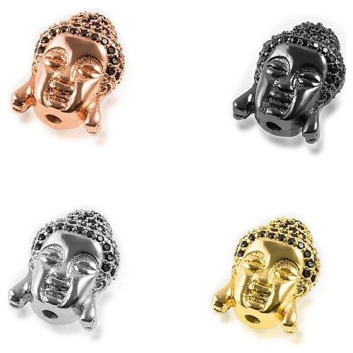 11*15mm Buddha head crystal micro pave cz zircon cubic zirconia beads DIY Copper necklace charm bracelet connectors hgfg3
