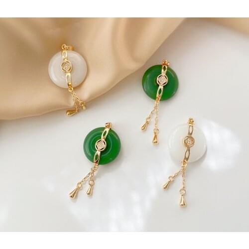 18K Gold covered antique style chalcedony type safety clasp tassel pendant DIY hairpin step shake accessories handmade jewelry