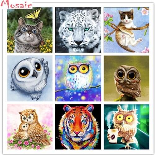 3D Diy FULL Diamond Painting cross stitch Kits animal owl cat picture diamond Embroidery arts and crafts home decor Mosaic