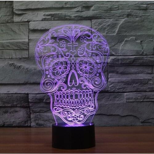 Halloween Skull 3d Creative Nightlight Touch 3d Visual Colorful Nightlight Factory direct wholesale Led 3d Kids Lamp
