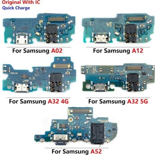 5PCS Full Original New For Samsung A12 A52 A72 USB Charging Port Connector Board Flex Cable With Microphone Replacement Parts
