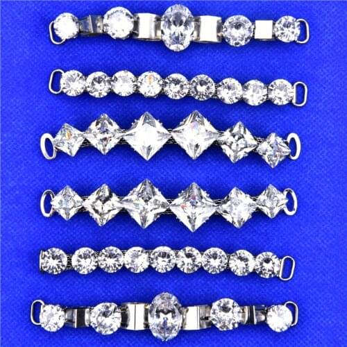 5Pcs High-Grade Zircon Shoe Buckle Square Round Bling Bling Crystal Diamond Sandal Accessories Diy Decor Hairpin Headband Brooch