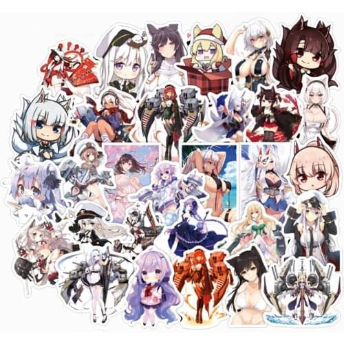 50Pcs Japanese Anime Cute Girl Blue Line Sticker For Suitcase Refrigerator Guitar Scrapbook Scooter Cosplay Childrens Sticker