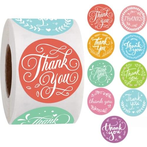 500 Pcs Chroma Thank You Stickers Seal Labels Cute Color Sticker Pink Blue Green Red Labels For Gift Decor Stationery Stickers