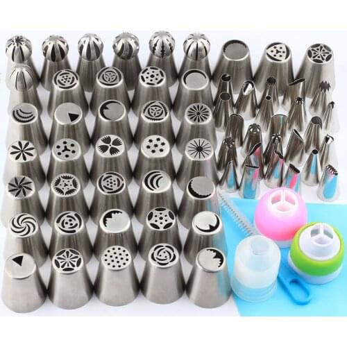68Pcs/Set Flower Cream Tools Russian Icing Piping Nozzle Tip Pastry Piping Tips Cake Baking Sphere Ball Icing Stainless Stee