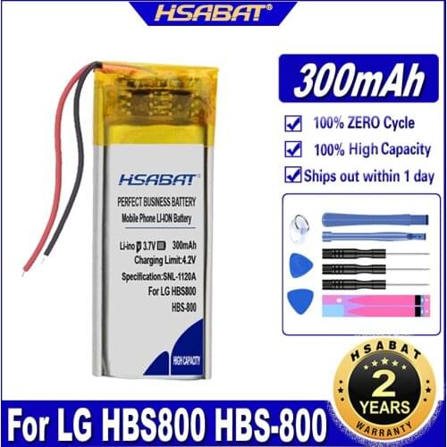 HSABAT HBS800 300mAh Battery for LG HBS800 HBS-800 Earphone Headset Batteries