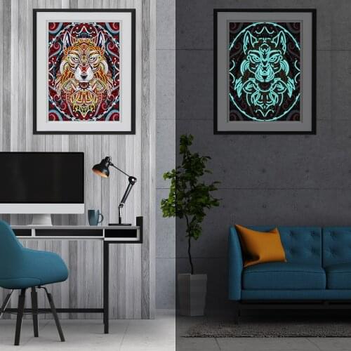 Wolf totem glow 5D Diamond Painting Handmade DIY Diamond Cross Stitch Home Decor restaurant Painting