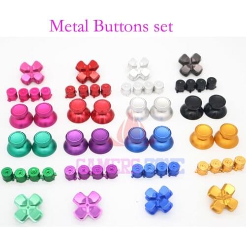 For PS4 Aluminium Metal D PAD Analogue Bullet Buttons For PS 4 Controller Thumbsticks Replacement Chrome