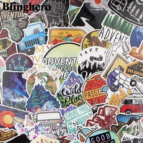 CA1115 66pcs/set Adventure Stickers Luggage Skateboard Stickers Waterproof Fridge Stickers Cool Lifestyle Decals