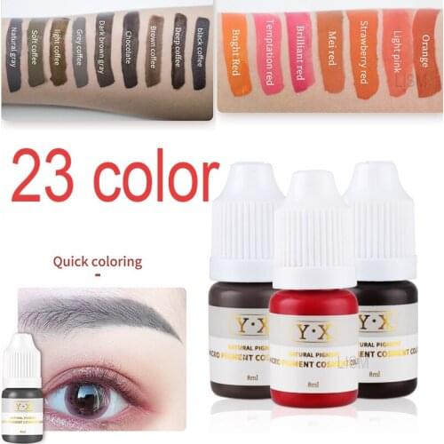 Tattoo Pigment Inks 8ML/Bottle Safe Permanent Makeup Tattoo Eyebrow Lip Paints Supplies for Microblading Body Beauty Tattoo Art